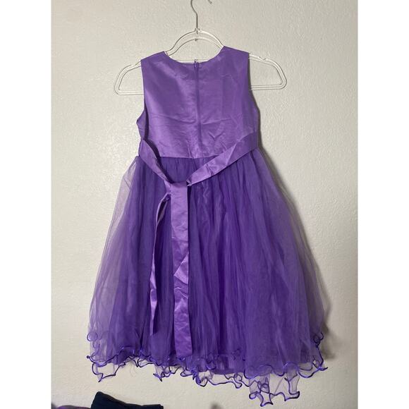 Flower Girl Dress Formal Dress Floral Embroidered Tulle Satin Dress Size 8-9 - Picture 4 of 7